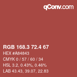 カラーコード: RGB 168.3 72.4 67 | qconv.com