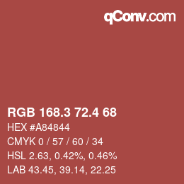 カラーコード: RGB 168.3 72.4 68 | qconv.com