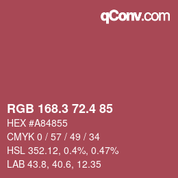 カラーコード: RGB 168.3 72.4 85 | qconv.com