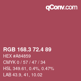 カラーコード: RGB 168.3 72.4 89 | qconv.com