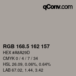 Color code: RGB 168.5 162 157 | qconv.com