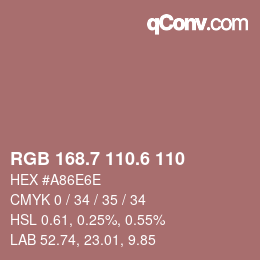 カラーコード: RGB 168.7 110.6 110 | qconv.com