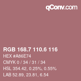 カラーコード: RGB 168.7 110.6 116 | qconv.com