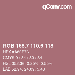 カラーコード: RGB 168.7 110.6 118 | qconv.com