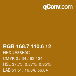 カラーコード: RGB 168.7 110.6 12 | qconv.com