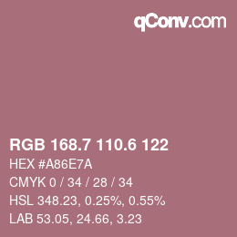 カラーコード: RGB 168.7 110.6 122 | qconv.com