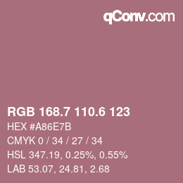 カラーコード: RGB 168.7 110.6 123 | qconv.com