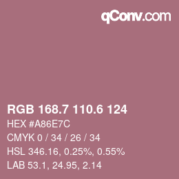 カラーコード: RGB 168.7 110.6 124 | qconv.com
