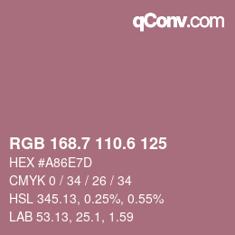 カラーコード: RGB 168.7 110.6 125 | qconv.com