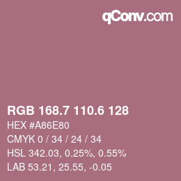 カラーコード: RGB 168.7 110.6 128 | qconv.com
