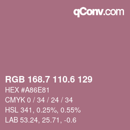 カラーコード: RGB 168.7 110.6 129 | qconv.com