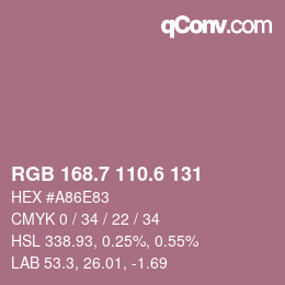カラーコード: RGB 168.7 110.6 131 | qconv.com