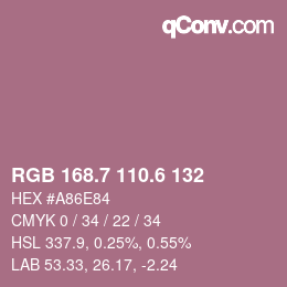 カラーコード: RGB 168.7 110.6 132 | qconv.com