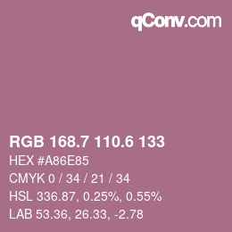 カラーコード: RGB 168.7 110.6 133 | qconv.com