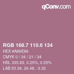 カラーコード: RGB 168.7 110.6 134 | qconv.com