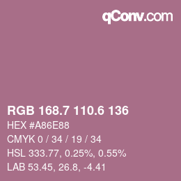 カラーコード: RGB 168.7 110.6 136 | qconv.com