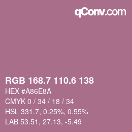 カラーコード: RGB 168.7 110.6 138 | qconv.com