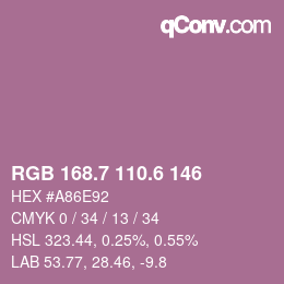 カラーコード: RGB 168.7 110.6 146 | qconv.com