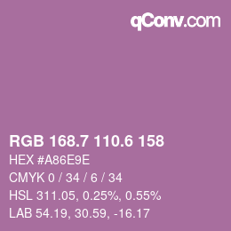 カラーコード: RGB 168.7 110.6 158 | qconv.com