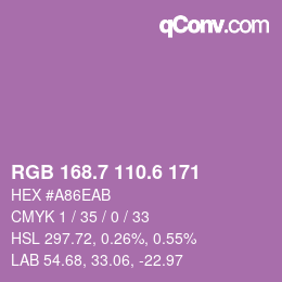 カラーコード: RGB 168.7 110.6 171 | qconv.com