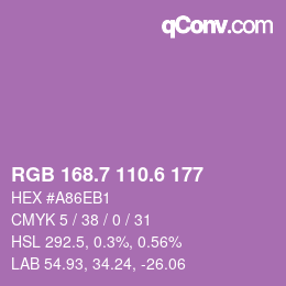 カラーコード: RGB 168.7 110.6 177 | qconv.com