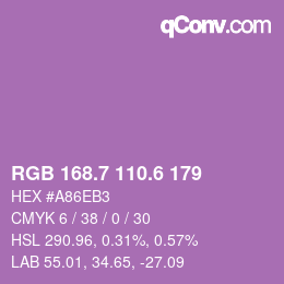 カラーコード: RGB 168.7 110.6 179 | qconv.com