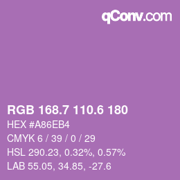 カラーコード: RGB 168.7 110.6 180 | qconv.com