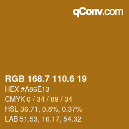 カラーコード: RGB 168.7 110.6 19 | qconv.com