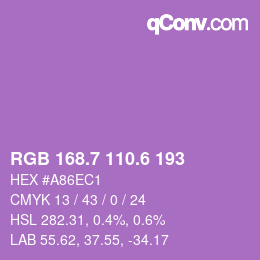 カラーコード: RGB 168.7 110.6 193 | qconv.com