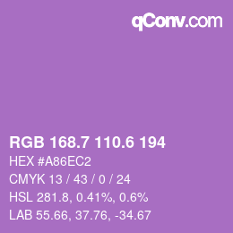 カラーコード: RGB 168.7 110.6 194 | qconv.com