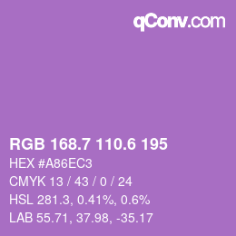 カラーコード: RGB 168.7 110.6 195 | qconv.com