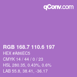 カラーコード: RGB 168.7 110.6 197 | qconv.com