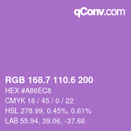 カラーコード: RGB 168.7 110.6 200 | qconv.com