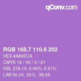 カラーコード: RGB 168.7 110.6 202 | qconv.com