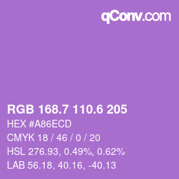 カラーコード: RGB 168.7 110.6 205 | qconv.com