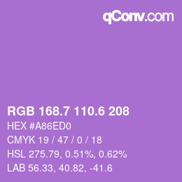 カラーコード: RGB 168.7 110.6 208 | qconv.com