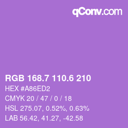 カラーコード: RGB 168.7 110.6 210 | qconv.com