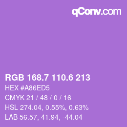 カラーコード: RGB 168.7 110.6 213 | qconv.com
