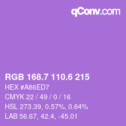 カラーコード: RGB 168.7 110.6 215 | qconv.com