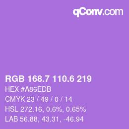 カラーコード: RGB 168.7 110.6 219 | qconv.com