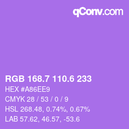 カラーコード: RGB 168.7 110.6 233 | qconv.com