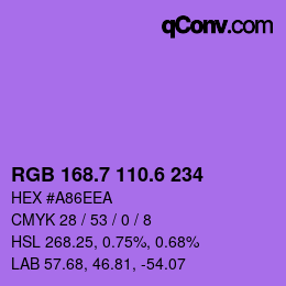 カラーコード: RGB 168.7 110.6 234 | qconv.com