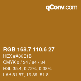 カラーコード: RGB 168.7 110.6 27 | qconv.com