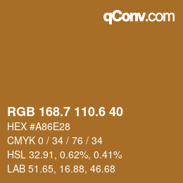 カラーコード: RGB 168.7 110.6 40 | qconv.com