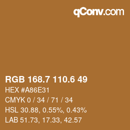 カラーコード: RGB 168.7 110.6 49 | qconv.com
