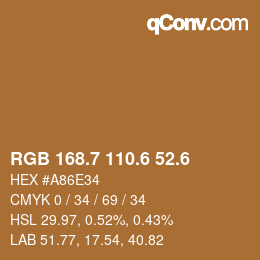カラーコード: RGB 168.7 110.6 52.6 | qconv.com