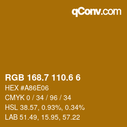 カラーコード: RGB 168.7 110.6 6 | qconv.com