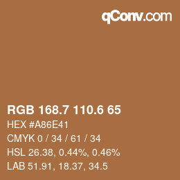 カラーコード: RGB 168.7 110.6 65 | qconv.com