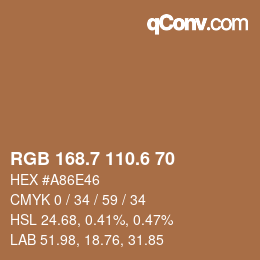 カラーコード: RGB 168.7 110.6 70 | qconv.com