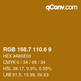 カラーコード: RGB 168.7 110.6 9 | qconv.com